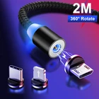 Магнитный USB-кабель Micro usb Type-C, 1 м, 2 м, быстрая зарядка, Магнитный зарядный провод Microusb Type-C, зарядное устройство, провод usb c для iphone 11, X, Samsung, кабель