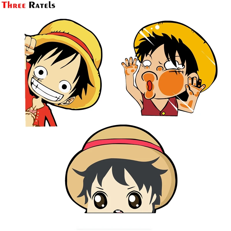 

3D One Piece Hat Luffy Anime Peeking Car Body Sticker Bumper Window Guitar Laptop Sticker15cm*15cm