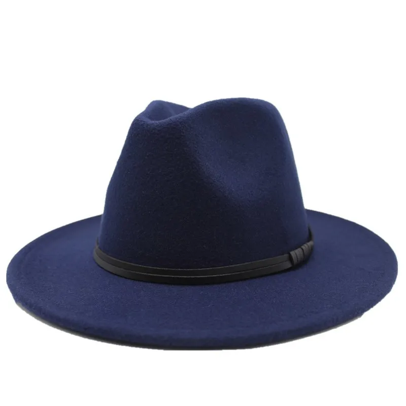 Winte шерсть фетр Джаз Fedoras шапки со шнурками Пряжка декор для женщин унисекс Панама с широкими полями Трилби ковбойская Кепка Панама