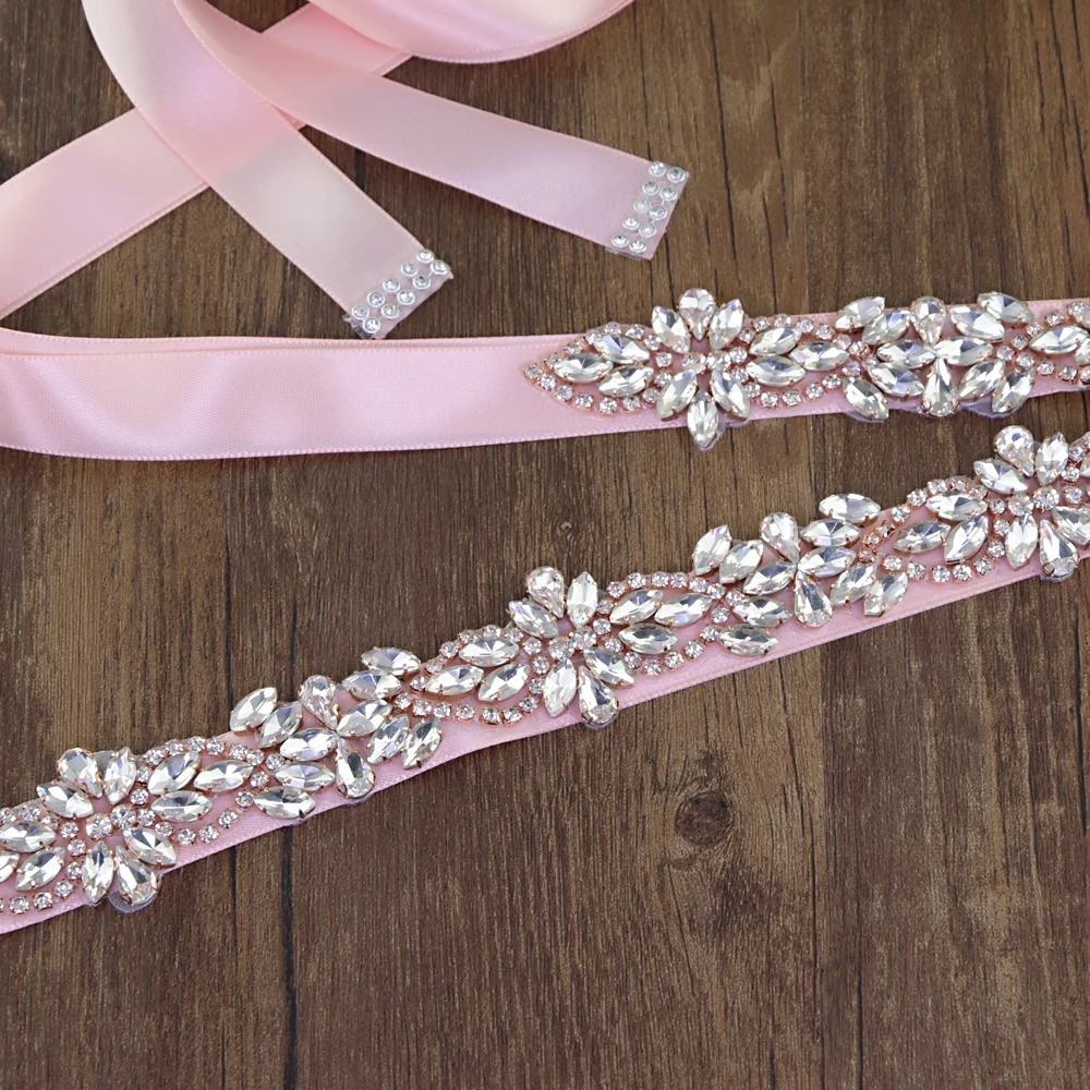 TRiXY S429 Exquisite rose gold belt rhinestone belts wedding bridal dress sash bridesmaid | Свадьбы и торжества