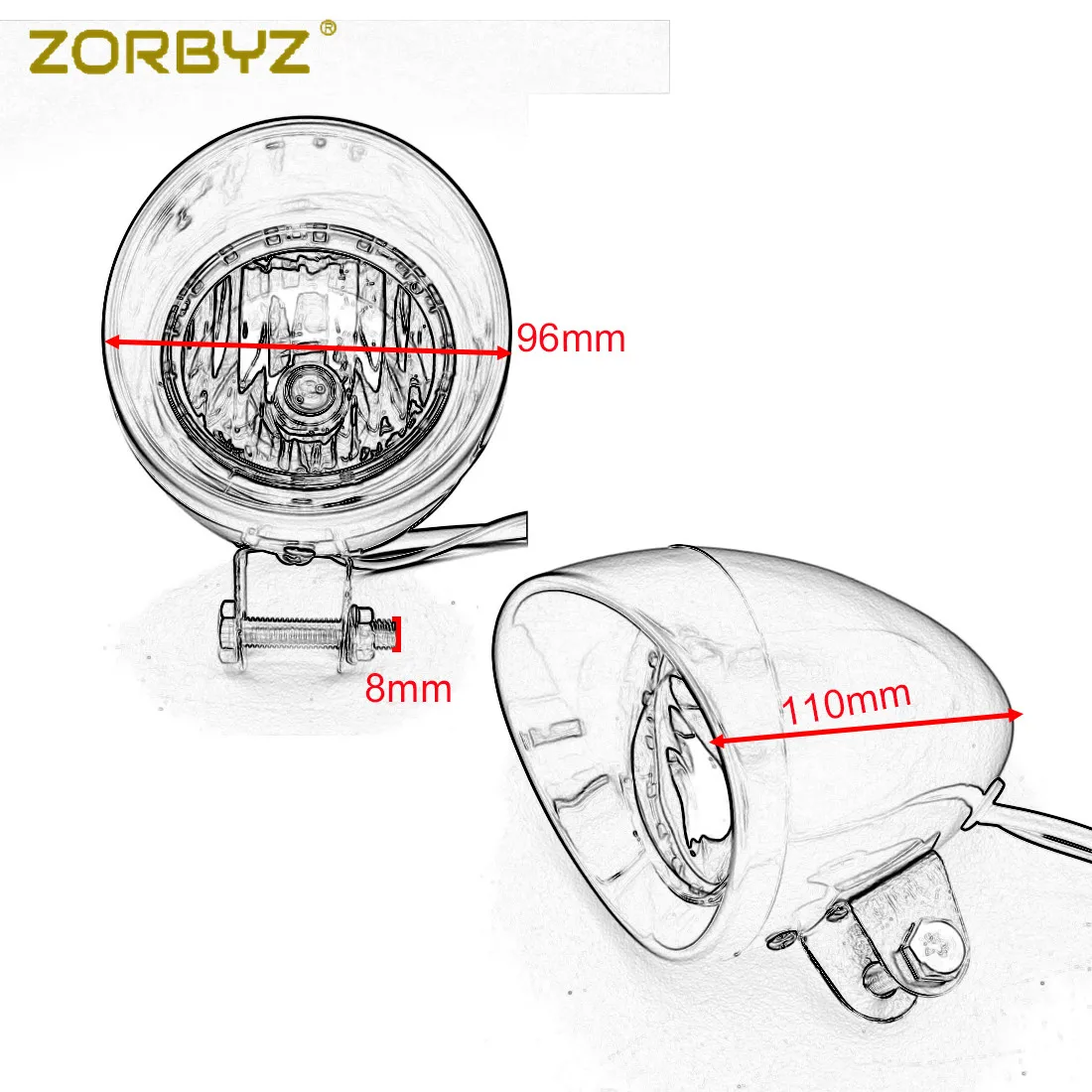 ZORBYZ мотоциклетный Хромированный Светодиодный точечный светильник светлые