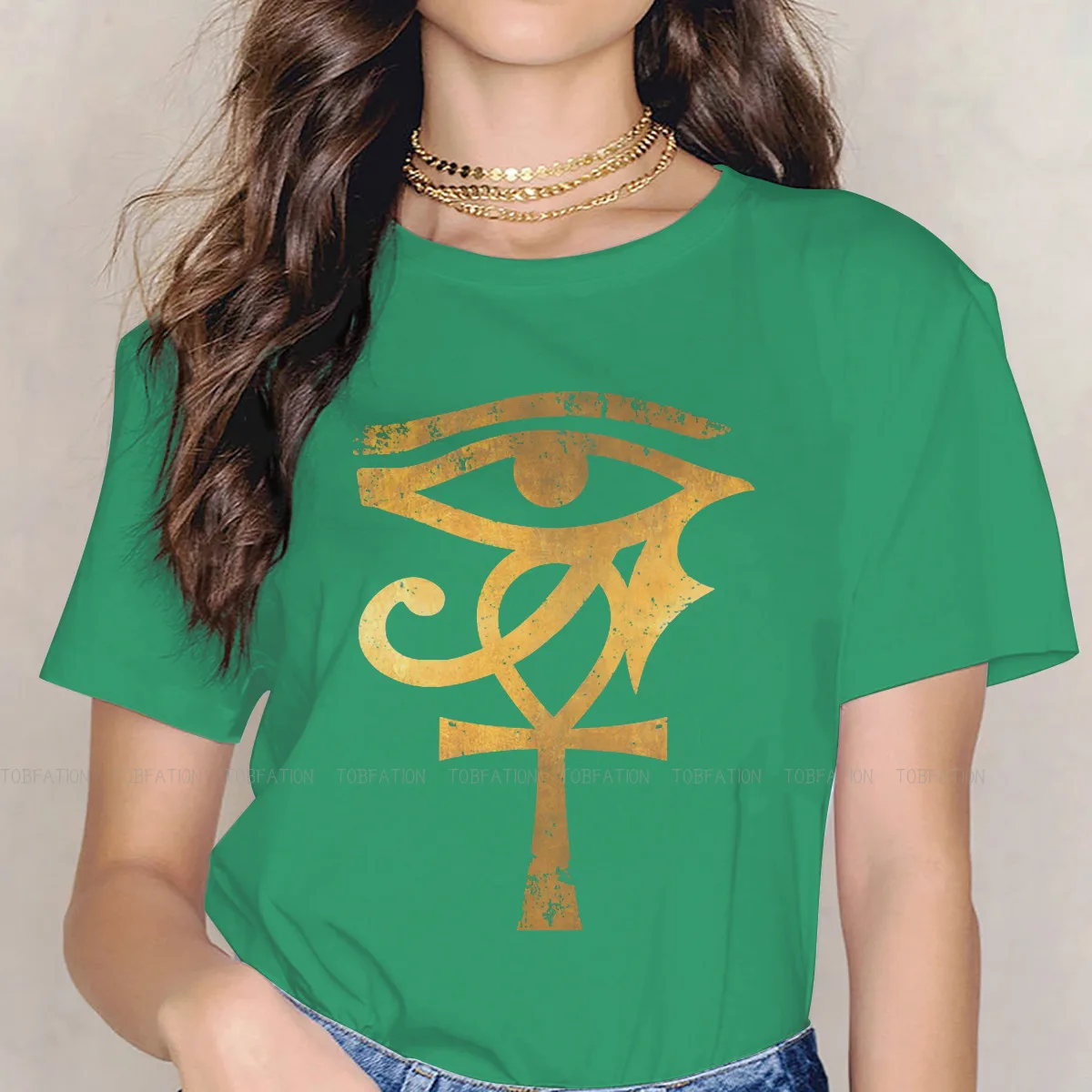 Archaeologist Gold Style TShirt for Girl Egyptian Eye Of Horus Ankh Comfortable New Design Graphic  T Shirt Stuff Ofertas