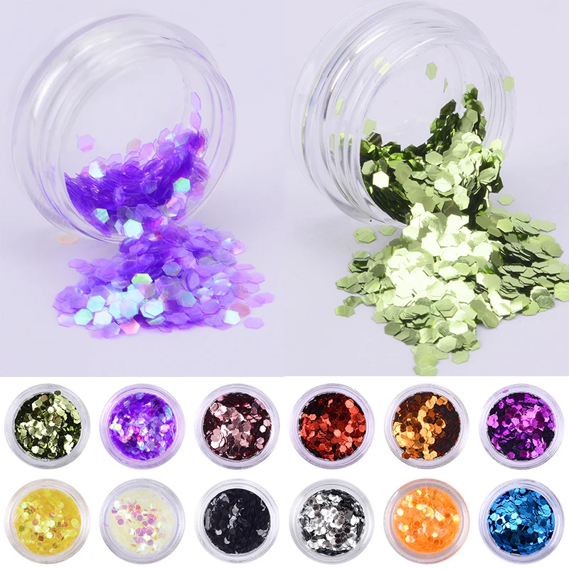 1 коробка 3 мм шестигранные блестки для ногтей наконечники Декор 12 цветов