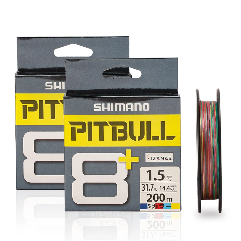 Оригинальная рыболовная леска SHIMANO PITBULL 8 + 150 м 200 нитей розовая и разноцветная