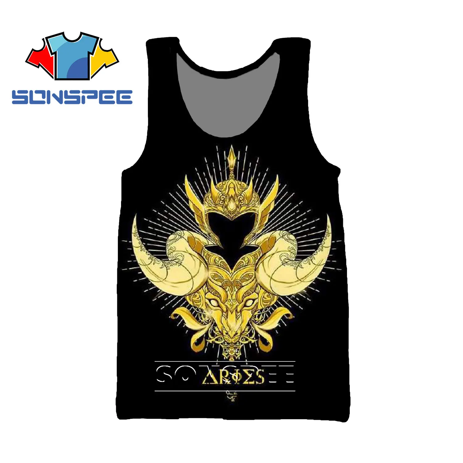 

Жилет SONSPEE с рисунком аниме Saint Seiya, армированный Знаки зодиака, повседневная спортивная майка в стиле Харадзюку, большие размеры, мужские и ж...