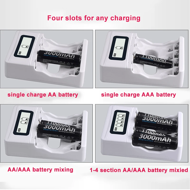 PALO Smart LCD USB зарядное устройство для Ni-MH Ni-Cd AA AAA аккумуляторная батарея + 4x1 2 V 3000mAh