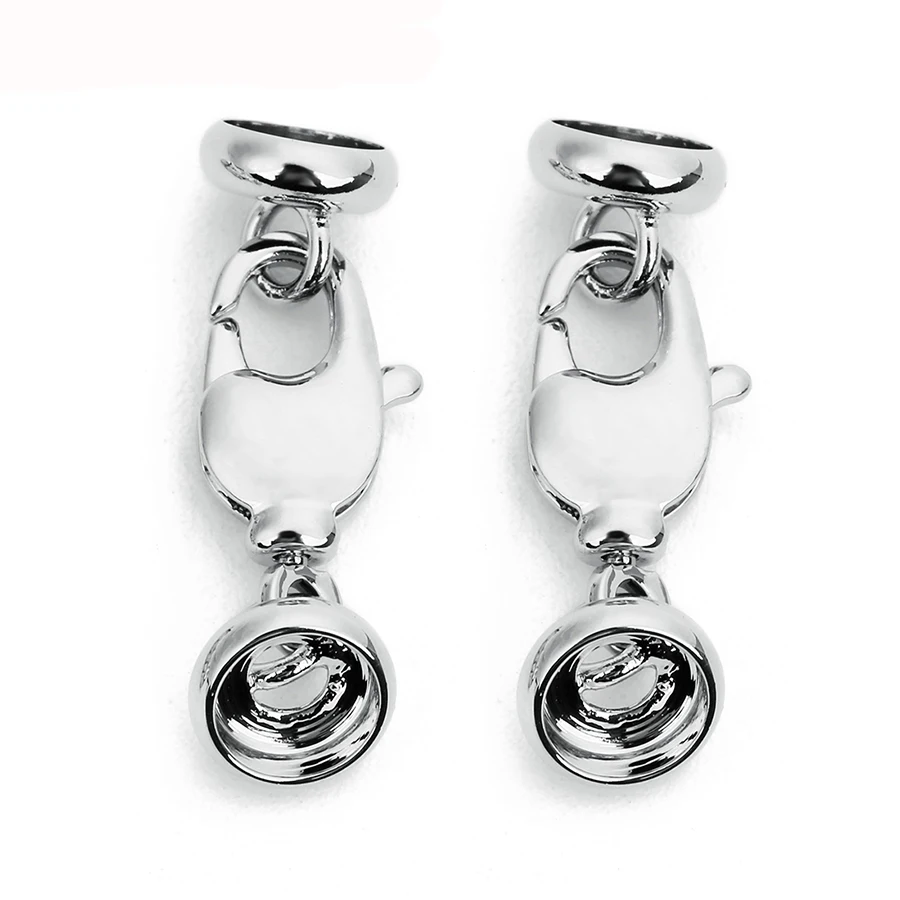 

5pcs/set 3.5/5/6.5mm Copper Rhodium End Caps Clasps Leather Cord Lobster Clasp Connectors for Bracelet DIY Jewelry Making