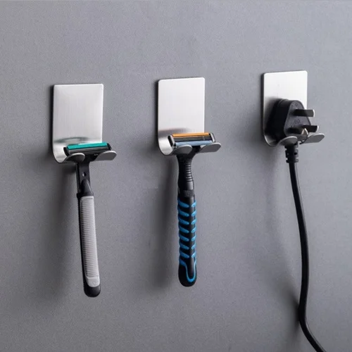 

Razor Holder Shaver Hook Hanger Stand Self Adhesive Stainless Steel Heavy Duty Utility Storage Hook Bathroom Kitchen Organizer