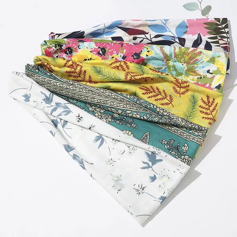 

Wide Headwrap 1Pcs Hair Accessories Floral Print Sport Headband Elastic Hair Bands Turban Bandage Bandanas Soft Stretch