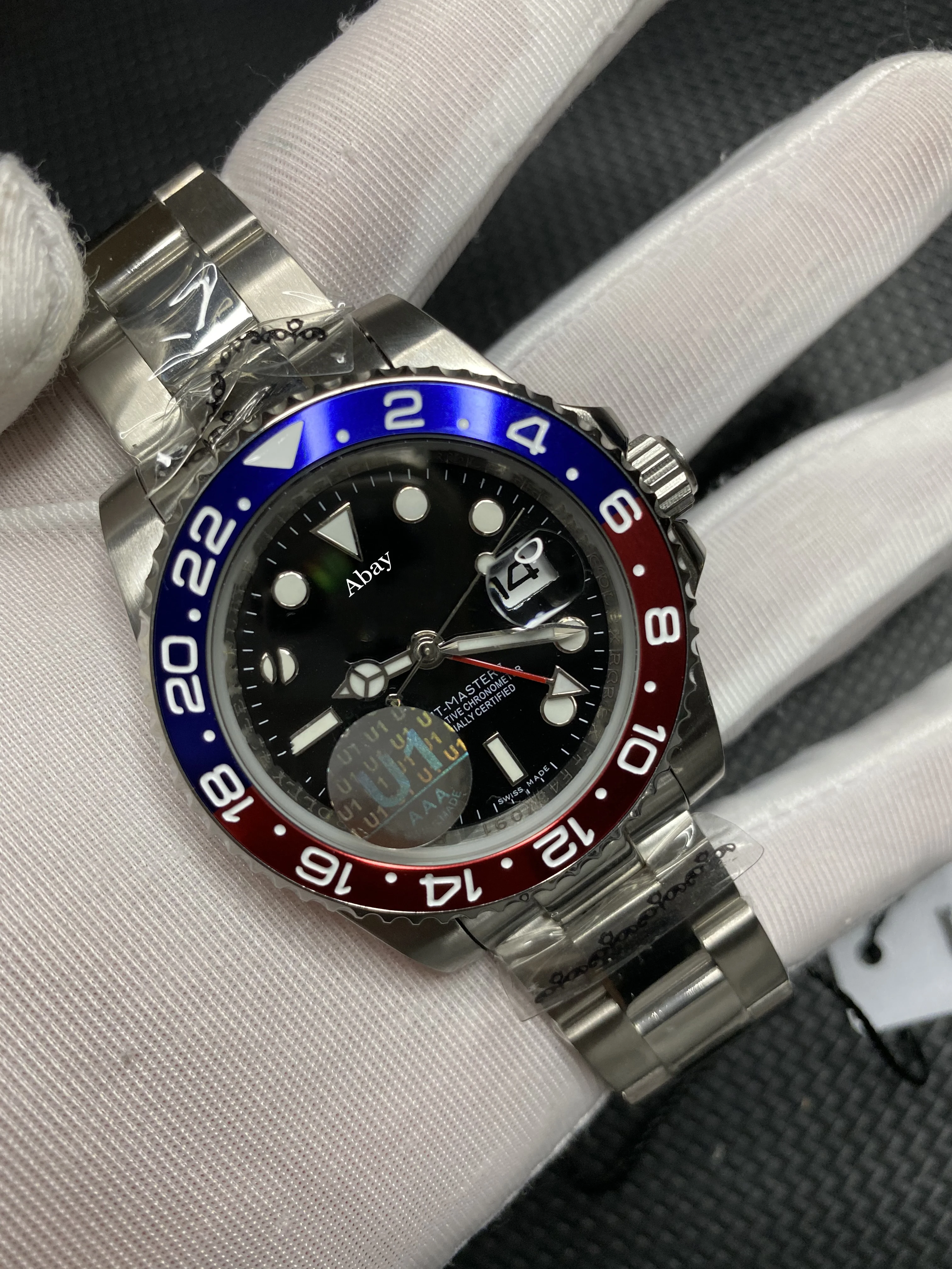 

Wholesale red and blue bezel men's AAA watch, ceramic bezel sapphire automatic sweeping GMT Master II Rolex watch AAA+ quality