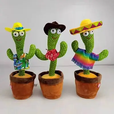 

New Electronic Dancing Cactus Singing Dancing Decoration Gift for Kids Funny Early Education Toys Knitted Fabric Plush Toys