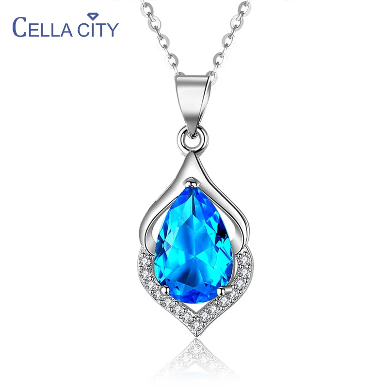 Ожерелье женское из серебра 925 пробы с аквамарином и Рубином | Украшения