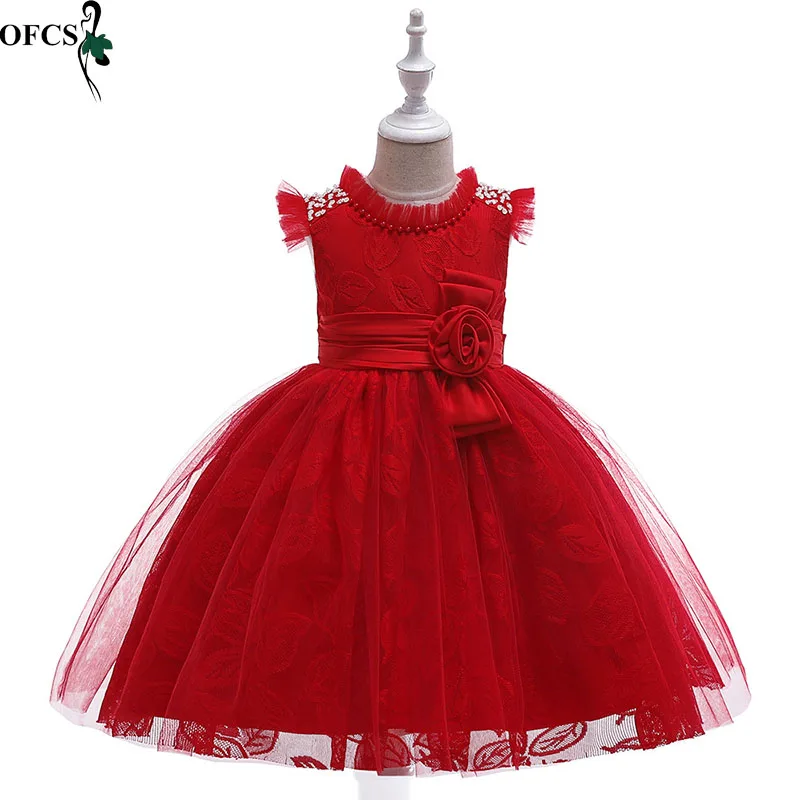 

Girl Wearing A Sleeveless Princess Dress Lace Bowknot Nail Bead Party Dresses Catwalk Shows Costumes Of Children's Clothing