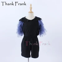 new black jazz costume girls women tulle sleeve character dance unitard kids adult modern contemporary costumes for dancing c687