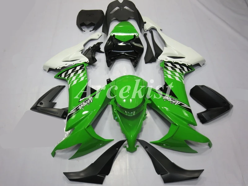 

Новинка из АБС-пластика для мотоцикла весь Обтекатели комплекты подходят для Kawasaki Ninja ZX-10R ZX10R 10R 2008 2009 2010 08 09 10 пользовательские белого и зеле...