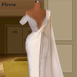 Женское вечернее платье с мусульманским жемчугом, длинное платье-Русалка с V-образным вырезом, для выпускного вечера, высокая мода, Ближний Восток, 2021