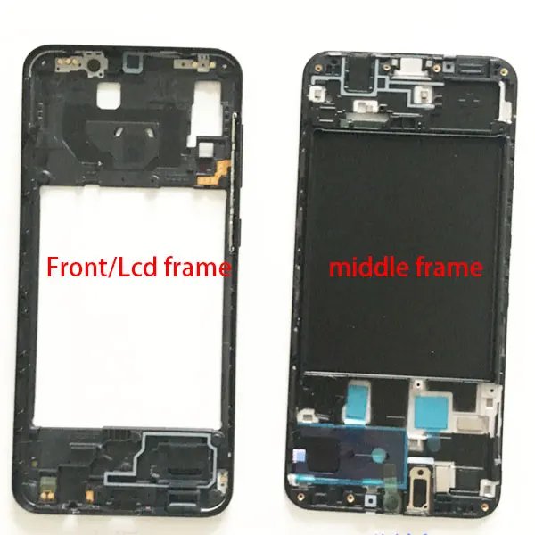 Для samsung A20 A30 A40 A50 A205F A305F A405F A505F спереди Корпус ЖК-дисплей средняя рамка задняя пластинчатый Корпус чехол-накладка