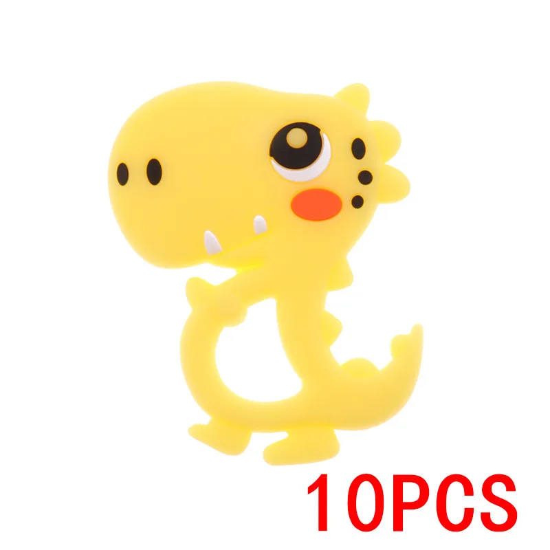 Dinosaur-Yellow Bpa бесплатно 10 шт. милый динозавр силиконовая Детская Подвеска-Прорезыватель для зубов ожерелье коала Дракон пищевой подарок для кормления Единорог енот - Цвет: Dinosaur-Yellow