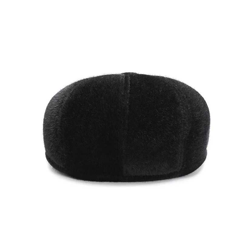 Brand New Beret Men Faux Fur Vintage Winter Beret Dad Hat Thicken Winter Cap Fashion Vintage Autumn Winter Hats for Men Flat Cap