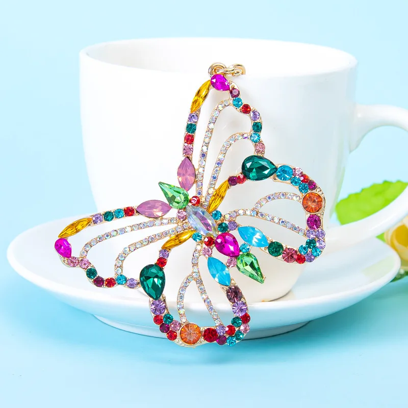 

Exquisite Gift Hollow Crystal Colorful Butterfly Alloy Keychain Girl Car Key Holder Bag Pendant Trinket Women Keyring Jewelry
