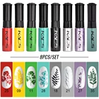KADS 8 шт стемпинг ногтей покрытие набор 7 мл для штамповки пластины черный белый золотой серебряный ноготь Художественная печать лак красочный лак для ногтей