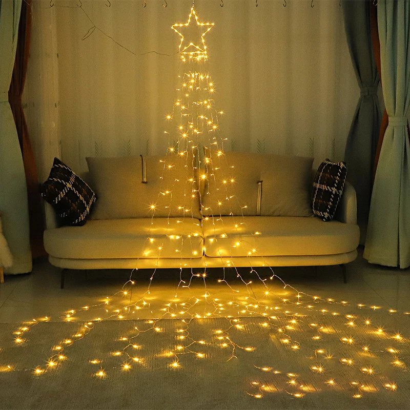

Christmas Star Fairy Solar Light Wedding Garland String Light Christmas Tree Hanging Star Light For Backyard Party Holiday Decor