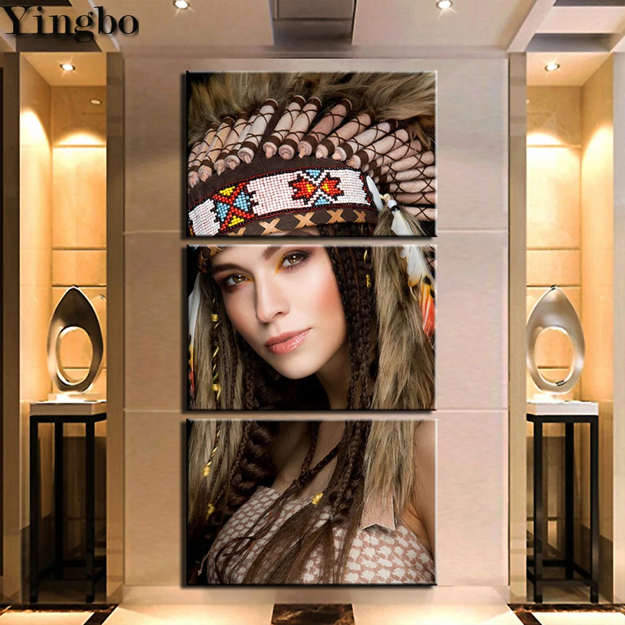 3 шт. Алмазная вышивка native tribe beauty 5D DIY алмазная живопись мозаика Рукоделие 3d