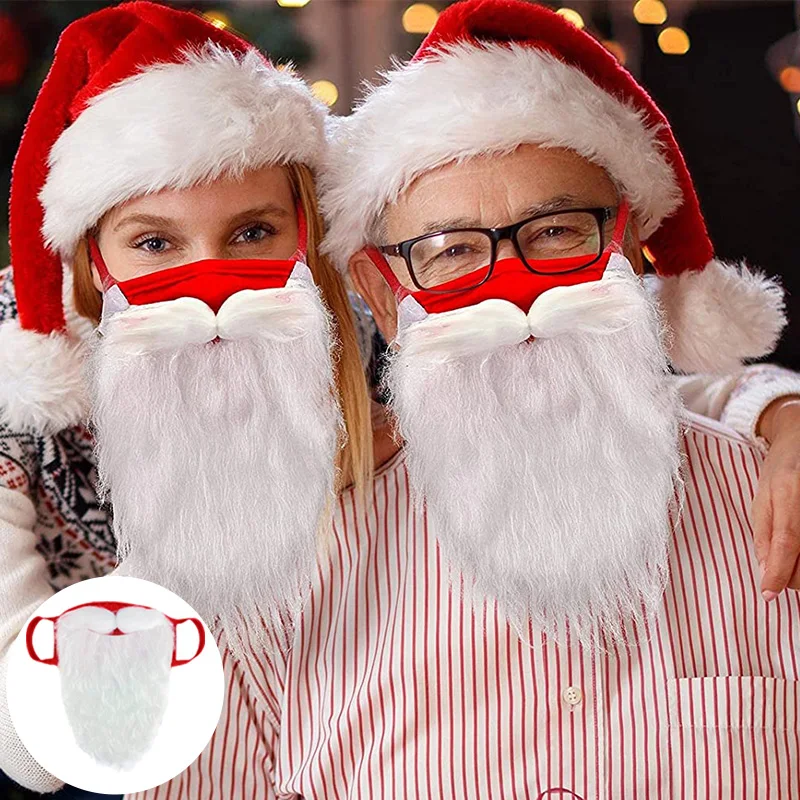 

2022 New Christmas Big Beard Santa Claus Face Mask Adult Cotton Reusable Breathable Mask Xmas Decor For Home Kids Gift Cosplay