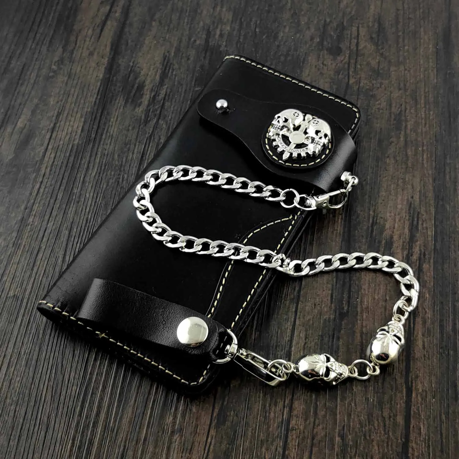 Мужской кожаный кошелек ручной работы Xtom2013 с цепочкой в виде черепа | Багаж и