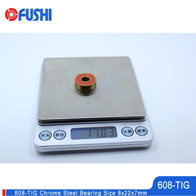 

608-TIG Bearing 8x22x7 mm 2PCS Skateboard V RS Surface Gold Titanium Plating Nylon Cage Ball Bearings 608 TIG