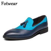 sky blue dress shoes men big size 47 46 driving shoes mens tassel loafers slip on smoking shoes male wedding party leather shoes
