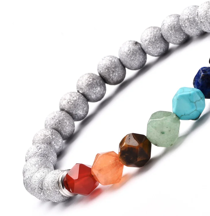 Натуральный камень огранки лица Энергии Кристалл Браслет Йога 7 Чакра улыбка