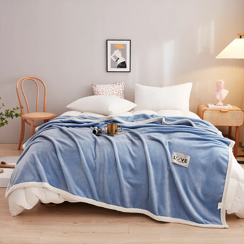 

Bed Blanket Fleece Winter Color Thickened Napping Blanket Lamb Flannel Sheets And Bedspreads Kids Pet Mat