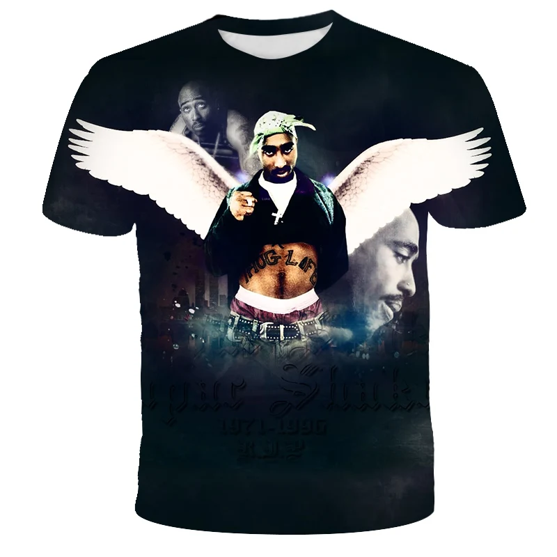 T5090 Новая летняя модная мужская и женская футболка Rapper 2pac Tupac 3d принт хип-хоп футболка s Повседневная крутая футболка для мужчин размера плюс 5XL - Цвет: T5090