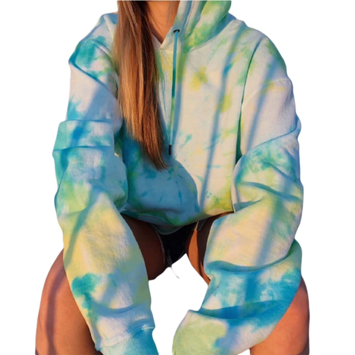 

Woman Tie-dye Hoodie, Long Sleeve Front Pocket Drawstring Pullover Loose Sweatshirt