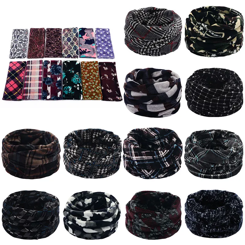 

Winter Soft Fleece Scarf For Women Men Double Layer Knitted Neck Warmer Colored Floral Snood Scarves Outdoor Scarf Neck Ring