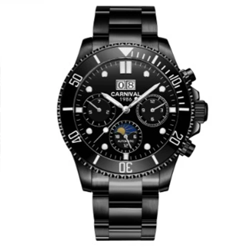 Full Black C8880 Карнавальные мужские часы Лидирующий бренд роскошный механический автоматический ролевые Роскошные деловые мужские часы водонепроницаемые наручные часы Moonphase reloj - Цвет: Full Black C8880