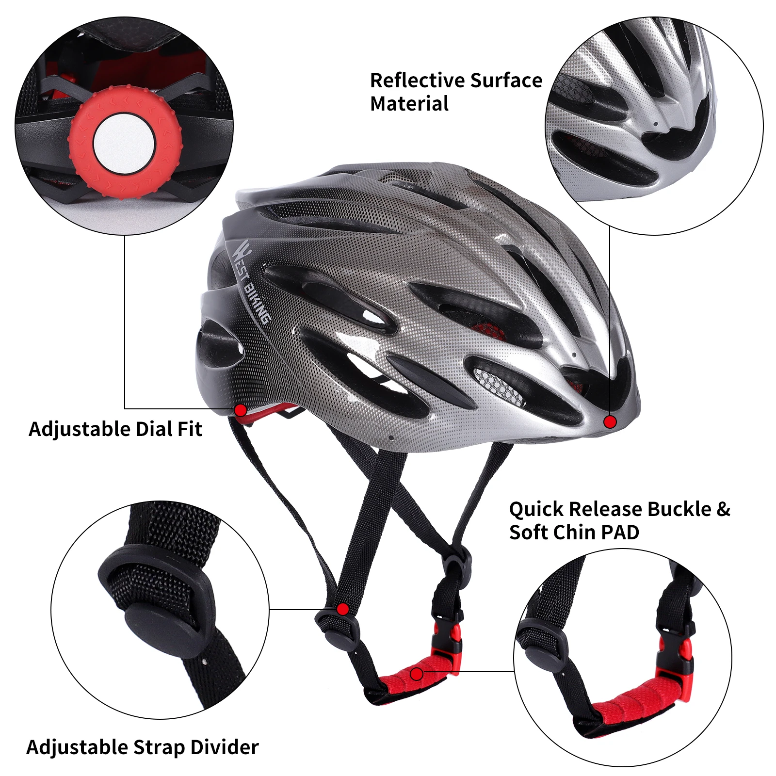 Велосипедный шлем WEST BIKING Сверхлегкий цельнолитой для горных велосипедов 56-62 см