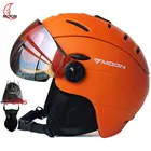 MOON Профессиональный полупокрытый CE лыжный шлем интегрированный спортивный мужской женский сноуборд шлем с очками лыжный шлем