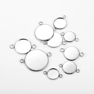 Основа с кабошоном для браслета, подвеска из нержавеющей стали с двойной круглой петлей, аксессуары для ювелирных изделий, 6-25 мм, 20 шт.лот