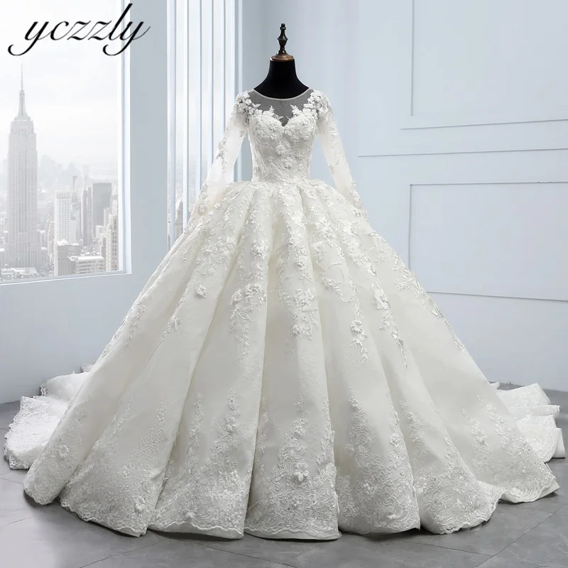 Роскошное мусульманское свадебное платье с длинными рукавами и кружевной