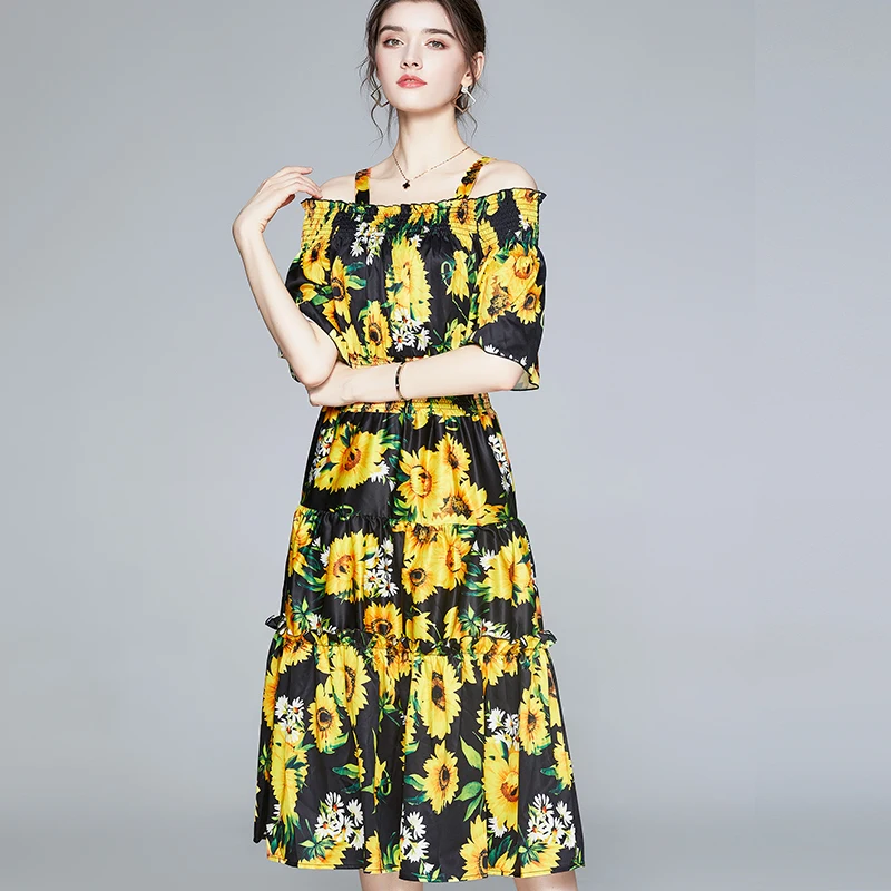 Женское модельное платье с открытыми плечами элегантное праздничное пляжное