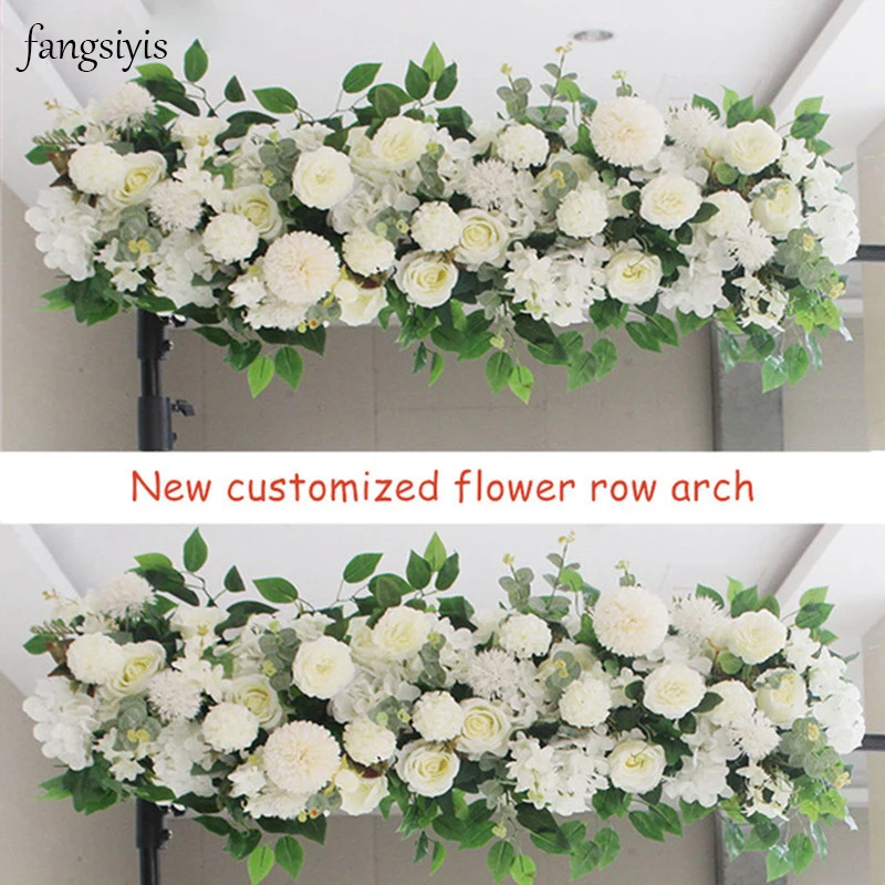 

DIY Wedding Flower Wall Arrangement Supplies Silk Peonies Rose Artificial Flower Row Decor Wedding Iron Arch Backdrop 50/100CM