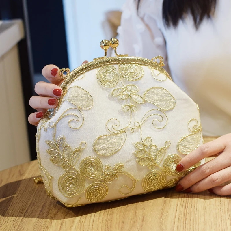 Хит 2019 Sen Отдел из хлопка и льна женские сумки мессенджеры золотые кружевные