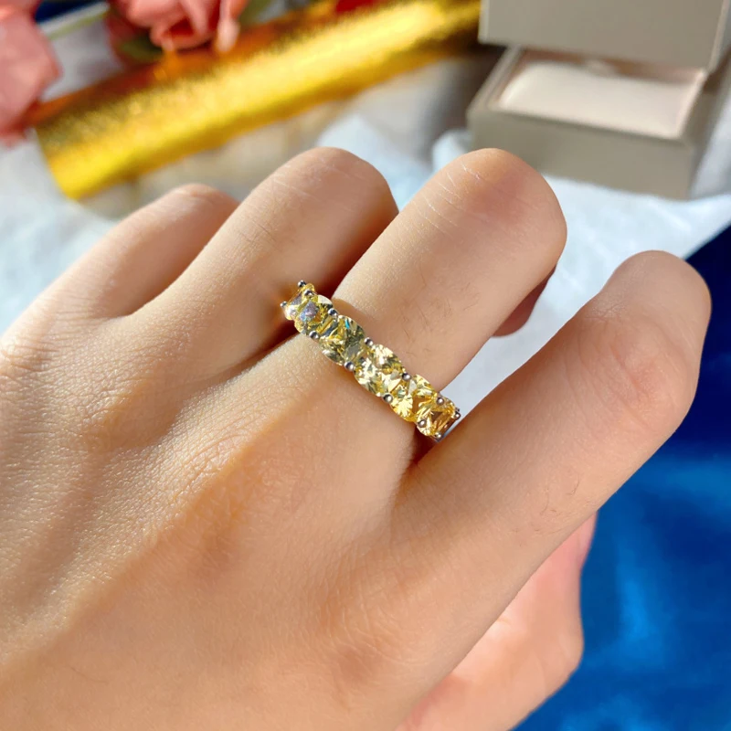 

lks sar Moissanite prlanta alyans 100%-925 ayar gm nian yz kadn yksek tak