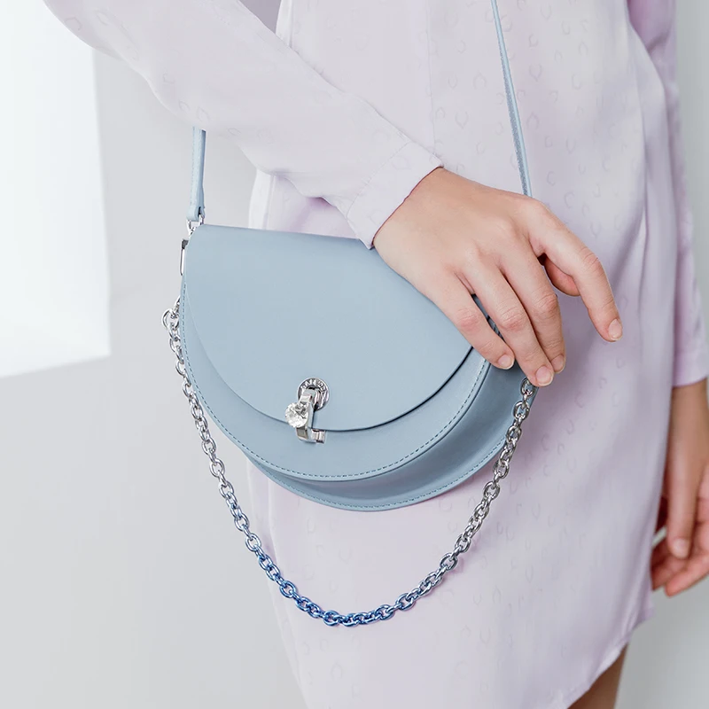 bafelli handbag women 2021 new fashion saddle collocation diamond ring lock crossbody designer brand luxury female chain bag free global shipping