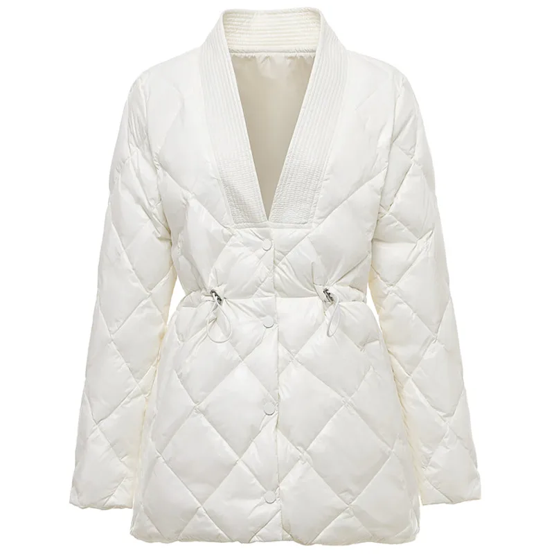 

Пуховик женский, с тонкой талией светильник V-образным вырезом, 2021