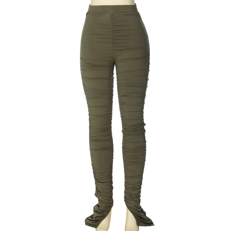 

Slit Pleated Sports Pants Women Casual Flared Stacked Sweatpants Slim Jogger Long Pants Lady Trousers Fitness Bottoms