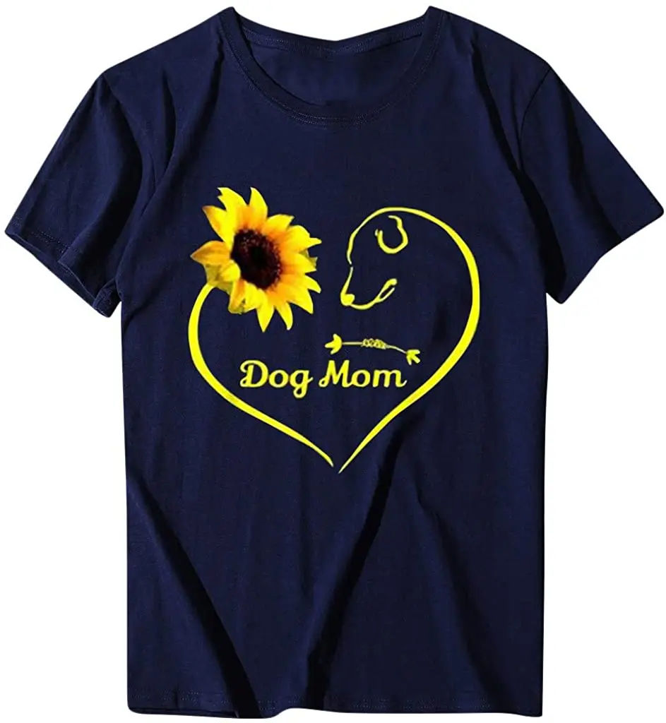 

Women's Sunflower Print Shirt O-Neck Short Sleeve T-Shirt Top New Arrivals Harajuku Tee Summer 2020 Cotton Breathable Tshirt