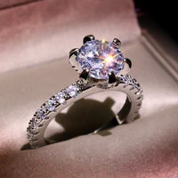 2021 newest classic engagement s925 silver ring woman 925 real 6 claws design aaa white cubic zircon female wedding gift jewelry